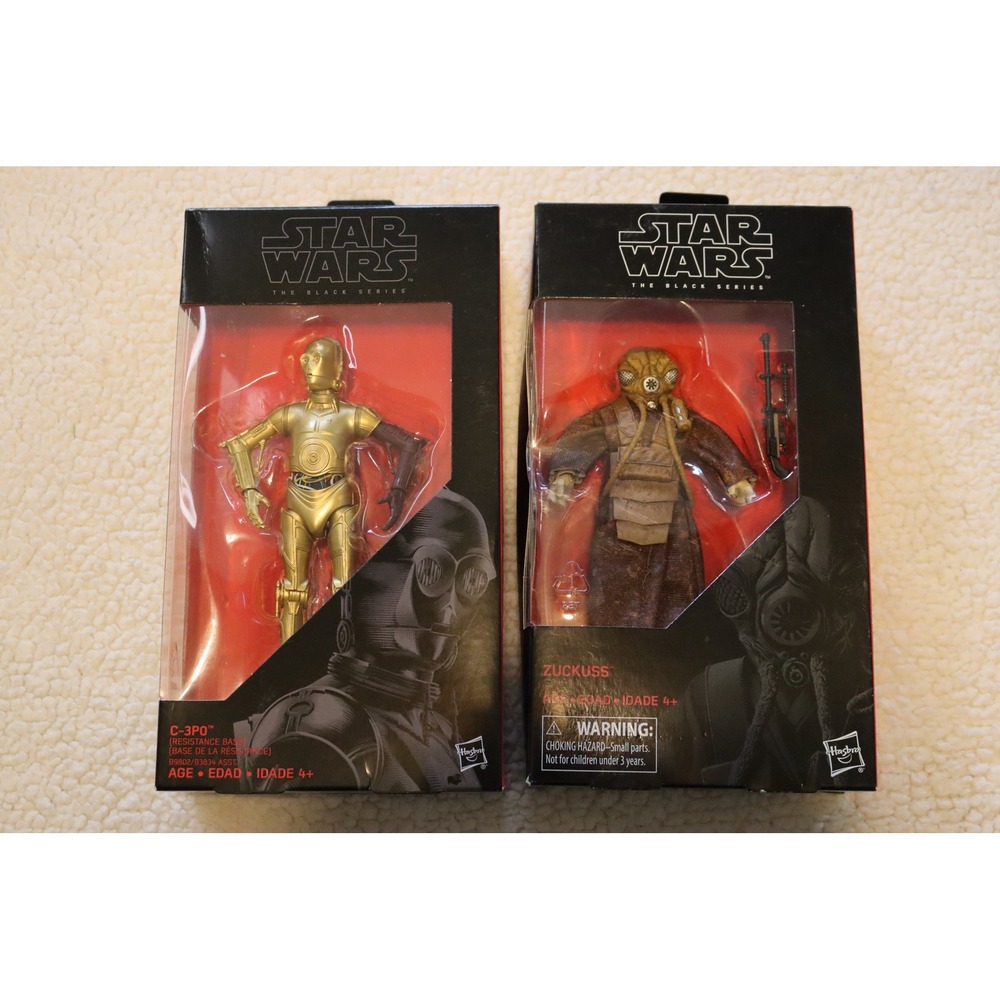 Star Wars Black Series C-3PO Resistance Base 29 & Zuckuss 6" Action Figure Lot